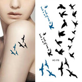 Popxstar Female Fashion Birds Fly Temporary Waterproof Tattoo Sticker Body Art Decal Waist Waterproof Colorful Temporary Tattoo Sticker N