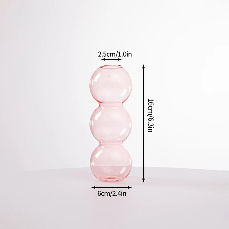 Popxstar Glass Flower Vase Creative Vase Decorative Hydroponic Flower Container Nordic Style Flower Vases Desktop Flower Bottle Decor