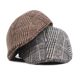 Popxstar Men's Cotton Plaid Berets Caps Middle-Aged Autumn Winter Hats Boina Herringbone Newsboy Baker Boy Hat Women Tweed Flat Cap