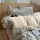 Popxstar Nordic sling Cotton Pink Stripes Duvet Cover 150x200 Size Girl's Room housse Skin friendly Breathable Comforter Sets