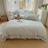 Popxstar 4Pcs Spring Vibrant Flowers 100% Cotton France Princess Style Bedding Set Single Twin Queen Duvet Cover Bed Sheet Pillowcases