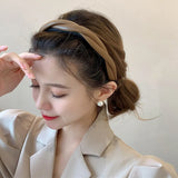 Popxstar New Pu Leather Braided Headband Coffee Beige Black Twisted Hairband Women Girls Simple Hair Band Women Hair Accessories