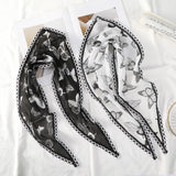 Popxstar Fashion Butterfly Print Women's Turban Summer Lace Transparent Triangular Scarf Girl Silk Scarf Trendy Bandana Hair Accessories