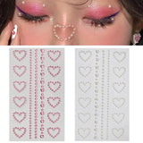 Popxstar 3D Face Jewelry Crystal Diamond Tattoo Stickers DIY Women Eyes Face Body Pink Heart Pearl Rhinestones 3D Makeup Art Stage