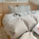 Popxstar Nordic sling Cotton Pink Stripes Duvet Cover 150x200 Size Girl's Room housse Skin friendly Breathable Comforter Sets