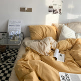 Popxstar Solid Pink Fashion Style Bedding Set Twin Full Queen Size Duvet Cover Set Adults Kids Simple Korean Bed Flat Sheet Pillowcases