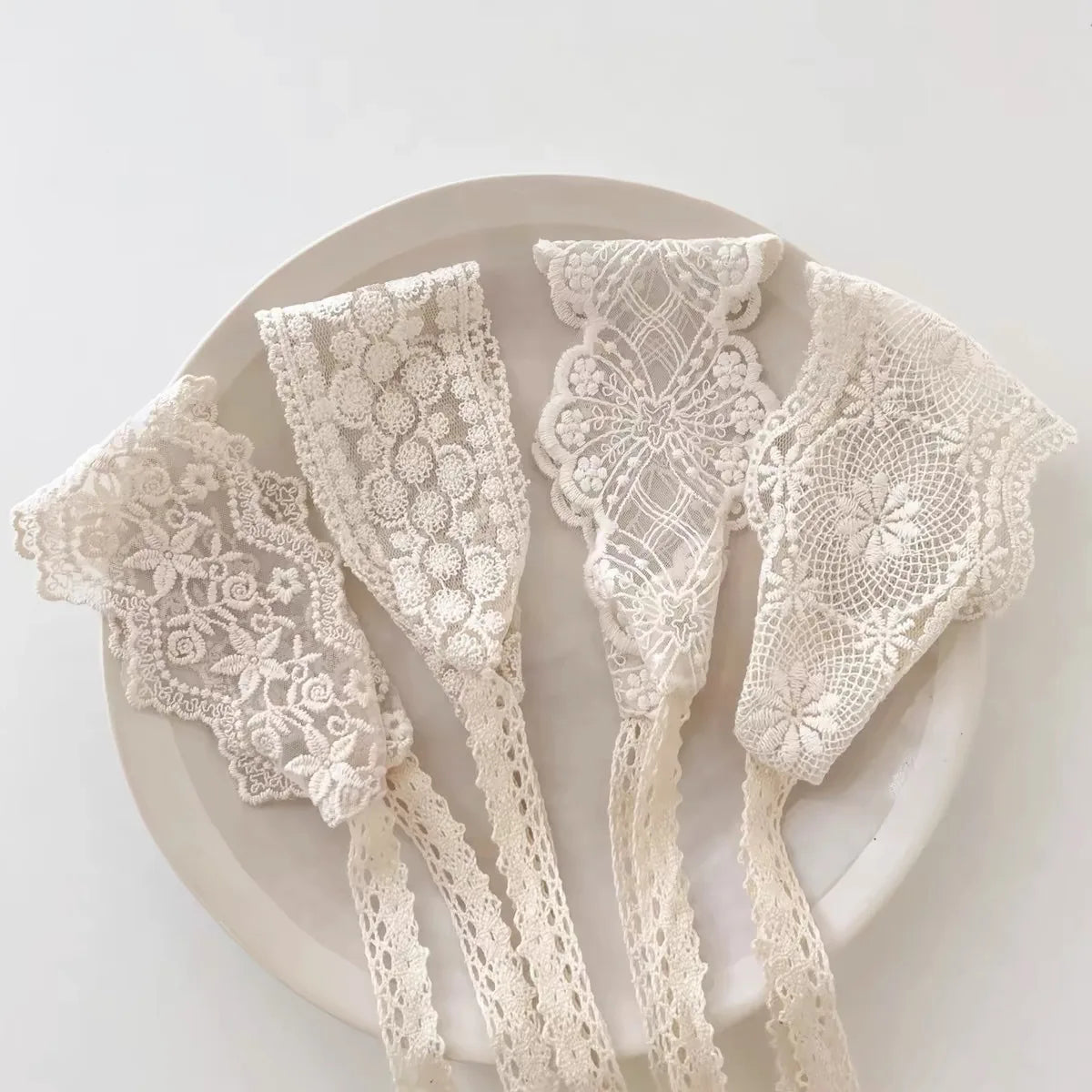 Popxstar Baby Girl Lace Headband Newborn Princess Elastic Hair Bands Retro White Flower Bow Kids Turban Hair Accessories for Girls