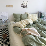 Popxstar Solid Pink Fashion Style Bedding Set Twin Full Queen Size Duvet Cover Set Adults Kids Simple Korean Bed Flat Sheet Pillowcases