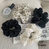 Popxstar Woman Polka Dots Lace Scrunchies Girls Rubber Band Lady Hair Accessories Hair Ties Ponytail Holders Ornaments
