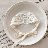 Popxstar Baby Girl Lace Headband Newborn Princess Elastic Hair Bands Retro White Flower Bow Kids Turban Hair Accessories for Girls