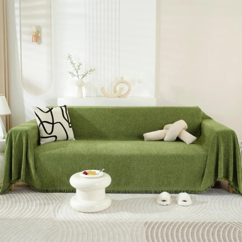 Popxstar Solid Color Waterproof Sofa Towel Chenille Four Seasons Universal Sofa Cover All-inclusive Universal Simple Sofa Blanket