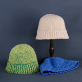 Popxstar Solid color Cap bucket hat Japan Soft Knitted Women Korean Knit Winter Warm Hat Streetwear Thickened basin cap wool Winter Hat