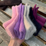 Popxstar 1Pair Winter Warm Knitted Full Finger Gloves Men Women Elastic Solid Woolen Mittens Thick Warm Outdoor Cycling Driving Gloves