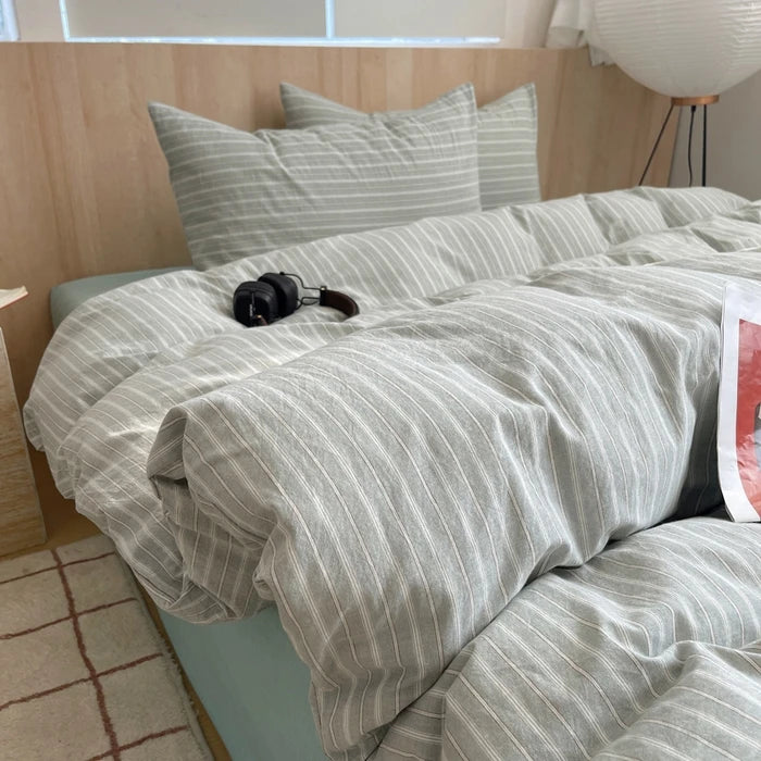 Popxstar Nordic sling Cotton Pink Stripes Duvet Cover 150x200 Size Girl's Room housse Skin friendly Breathable Comforter Sets