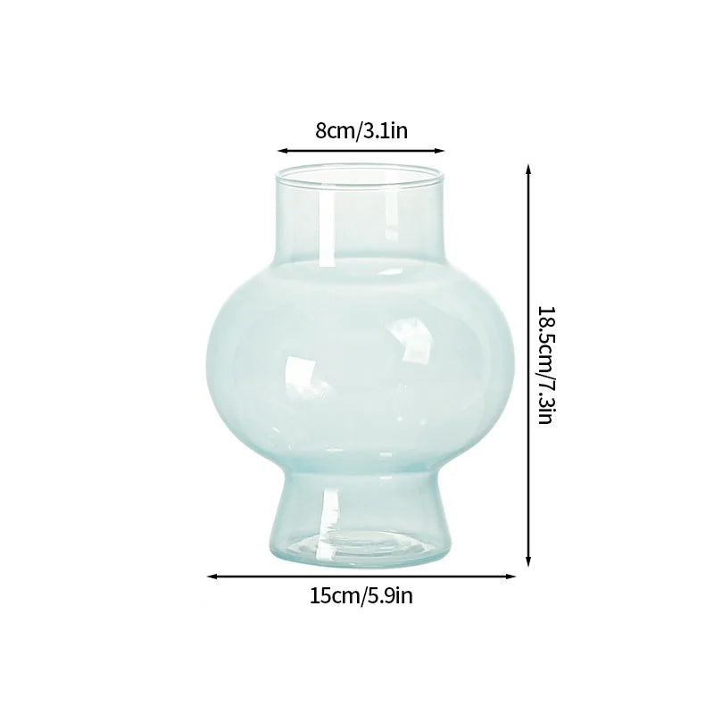 Popxstar Glass Flower Vase Creative Vase Decorative Hydroponic Flower Container Nordic Style Flower Vases Desktop Flower Bottle Decor