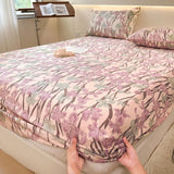 Popxstar 1PC Flower Printing Bed Sheet For Double Bed Adjustable  Elastic Band Wrap Around Mattress Cover Queen/king 매트리스커버 No Pillowcase
