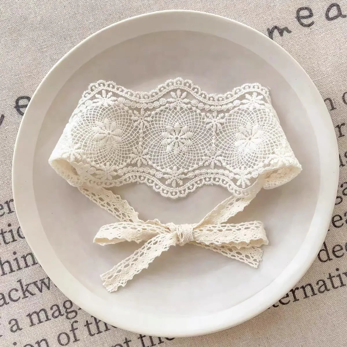 Popxstar Baby Girl Lace Headband Newborn Princess Elastic Hair Bands Retro White Flower Bow Kids Turban Hair Accessories for Girls