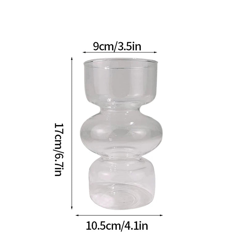 Popxstar Glass Flower Vase Creative Vase Decorative Hydroponic Flower Container Nordic Style Flower Vases Desktop Flower Bottle Decor