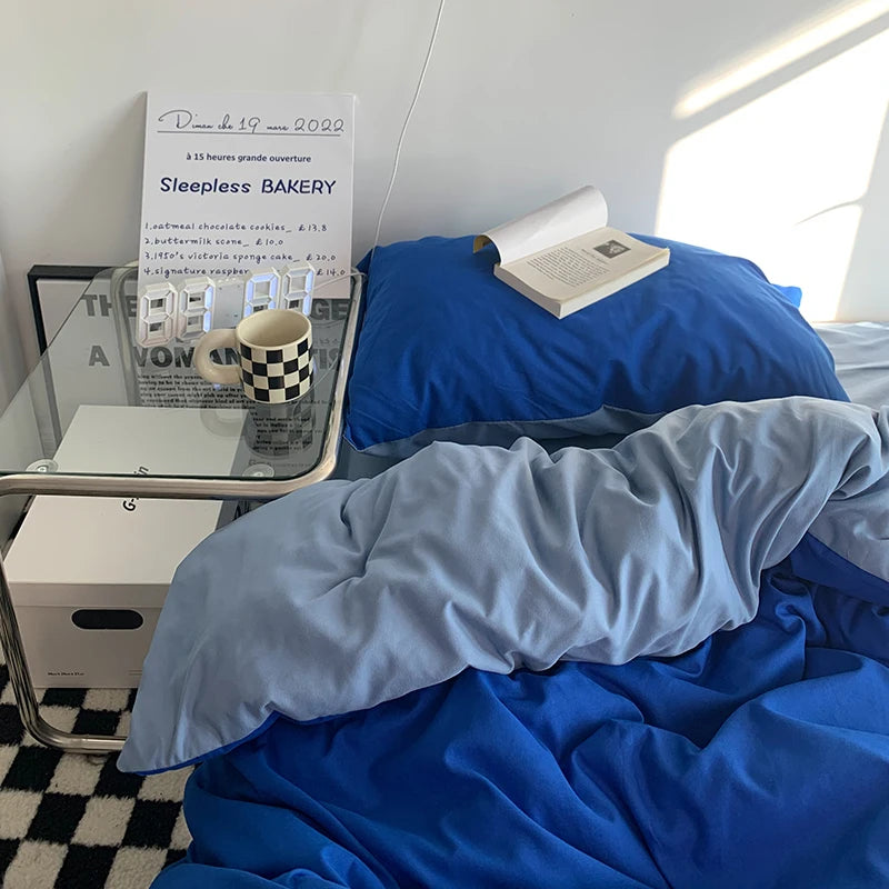 Popxstar Solid Pink Fashion Style Bedding Set Twin Full Queen Size Duvet Cover Set Adults Kids Simple Korean Bed Flat Sheet Pillowcases