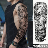 Popxstar Large Arm Sleeve Tattoo Lion Crown King Rose Waterproof Temporary Tatoo Sticker Wild Wolf Tiger Men Full Skull Totem Fake Tatto