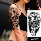 Popxstar 1pc Animal Lion Women Waterproof Temporary Tattoos Fake Stickers Arm Sun Art Black Cross Jesus 3D Praying Fashion Decoration