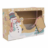 22/18cm Paper Gift Boxes Christmas Present Muffin Snacks Packaging Box  Paper Xmas Snowman Santa Claus Box with Greeting Card