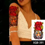 Popxstar 1pc Animal Lion Women Waterproof Temporary Tattoos Fake Stickers Arm Sun Art Black Cross Jesus 3D Praying Fashion Decoration