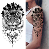 Popxstar Black Forest Tattoo Sticker For Men Women Children Tiger Wolf Death Skull Temporary Tattoo Fake Henna Skeleton King Animal Tatoo