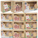 22/18cm Paper Gift Boxes Christmas Present Muffin Snacks Packaging Box  Paper Xmas Snowman Santa Claus Box with Greeting Card
