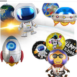 Popxstar 89pcs Outer Space Party Rocket Astronaut Foil Balloons Galaxy Theme Party Boy Birthday Party Decoration Air Globals Kids Favor