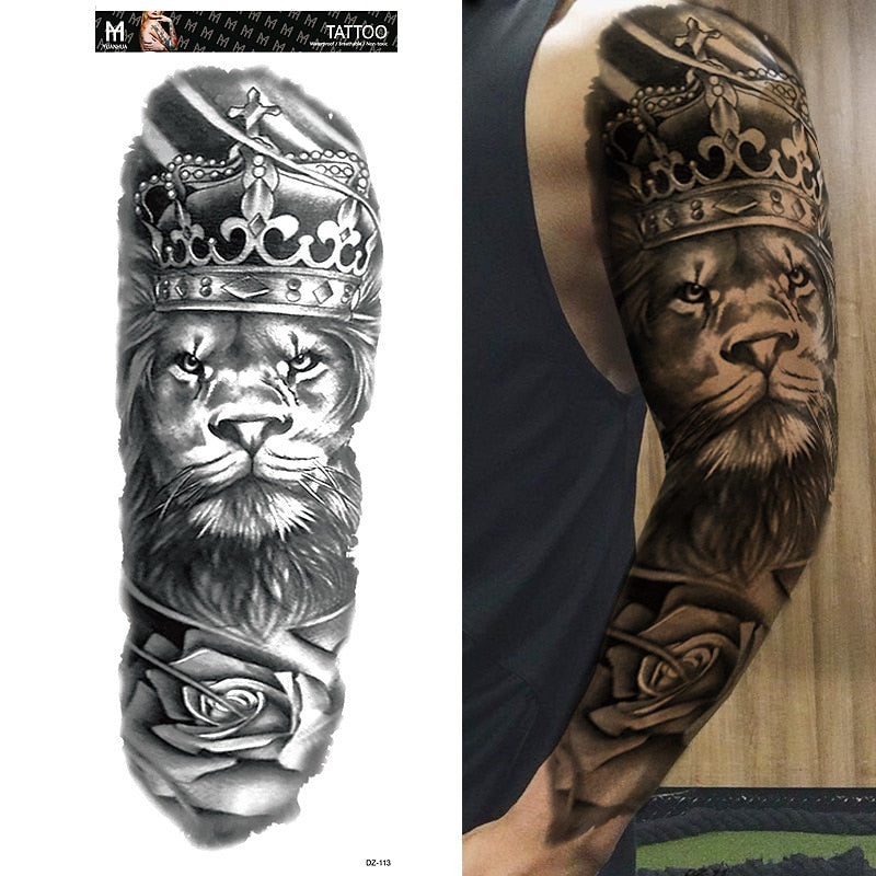 Popxstar Teenagers over Knee Tattoo Men Small Men's Tattoos Waterproof Temporary Tattoo Sticker Anubis Ancient Egypt Dog Roma Clock Eye Full Arm Fake Tatto Flash Tatoo Sleeve for Men Women