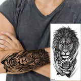Popxstar New Waterproof Temporary Tattoo Sticker Forest Lion King Tiger Skull Flash Man Wolf Dragon Body Art Arm Fake Tattoos Women