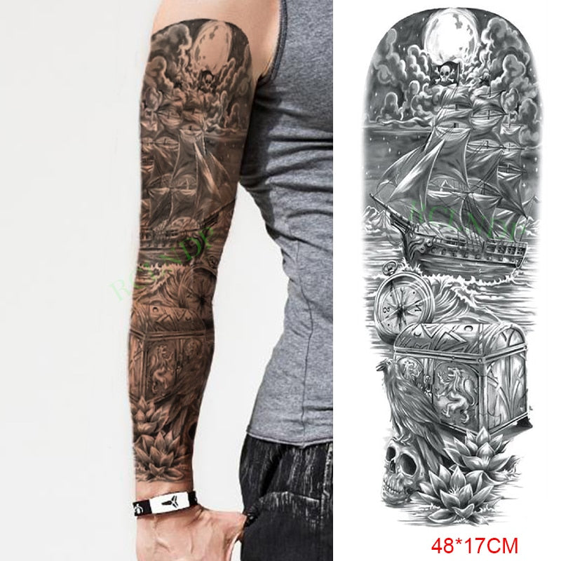 Popxstar Teenagers over Knee Tattoo Men Small Men's Tattoos Waterproof Temporary Tattoo Sticker Anubis Ancient Egypt Dog Roma Clock Eye Full Arm Fake Tatto Flash Tatoo Sleeve for Men Women