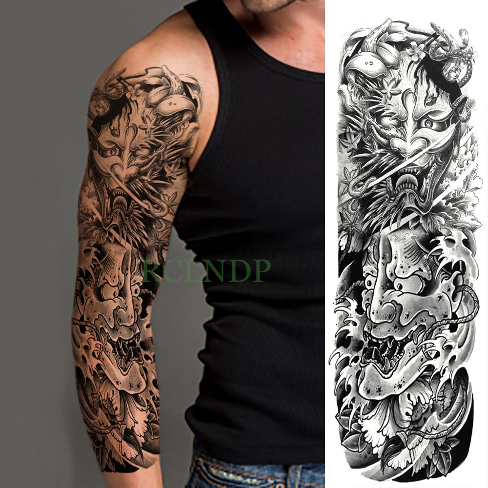 Popxstar Teenagers over Knee Tattoo Men Small Men's Tattoos Waterproof Temporary Tattoo Sticker Anubis Ancient Egypt Dog Roma Clock Eye Full Arm Fake Tatto Flash Tatoo Sleeve for Men Women