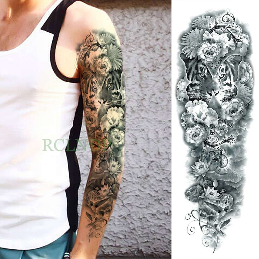 Popxstar Teenagers over Knee Tattoo Men Small Men's Tattoos Waterproof Temporary Tattoo Sticker Anubis Ancient Egypt Dog Roma Clock Eye Full Arm Fake Tatto Flash Tatoo Sleeve for Men Women