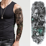 Popxstar Teenagers over Knee Tattoo Men Small Men's Tattoos Waterproof Temporary Tattoo Sticker Anubis Ancient Egypt Dog Roma Clock Eye Full Arm Fake Tatto Flash Tatoo Sleeve for Men Women