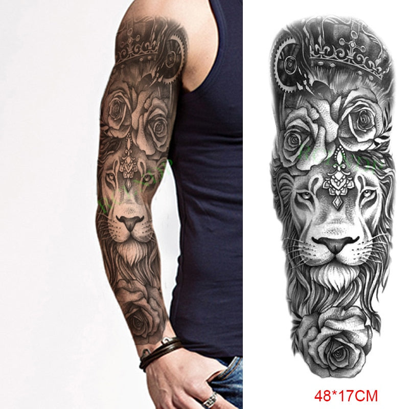 Popxstar Teenagers over Knee Tattoo Men Small Men's Tattoos Waterproof Temporary Tattoo Sticker Anubis Ancient Egypt Dog Roma Clock Eye Full Arm Fake Tatto Flash Tatoo Sleeve for Men Women