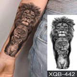 Popxstar Waterproof Temporary Tattoo Sticker Lion Family Flash Tatto Tiger Wolf Moon Crown Flower Body Art Arm Fake Tatoo Men Women