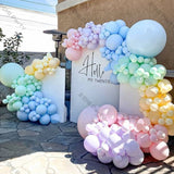 Popxstar 5 Pastel Colors Macaron Balloons Garland Backdrop For Baby Shower Happy Birthday Party Children's Day Decoration For Girl Boy