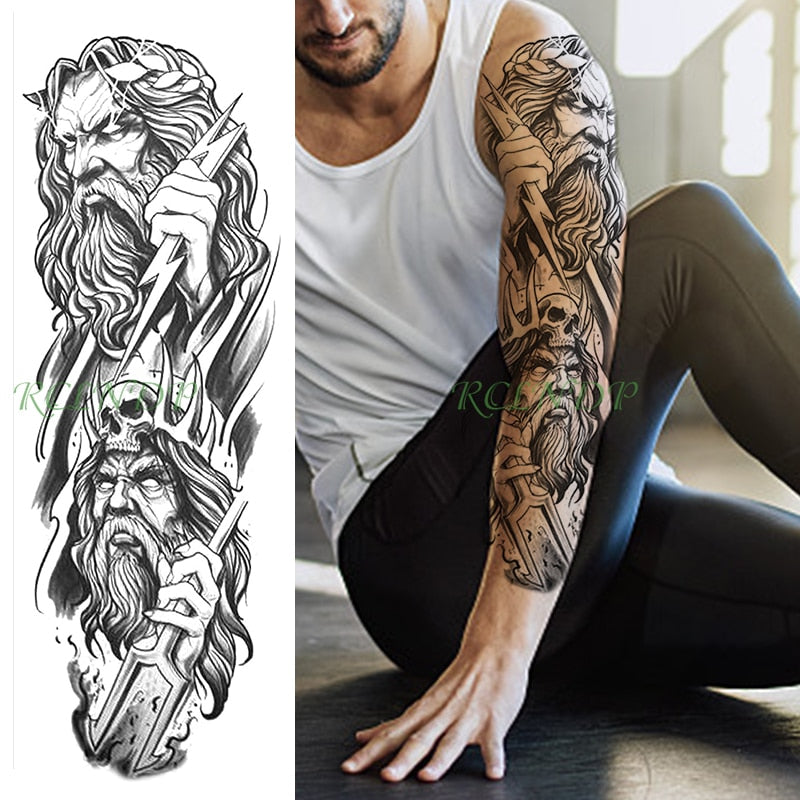 Popxstar Teenagers over Knee Tattoo Men Small Men's Tattoos Waterproof Temporary Tattoo Sticker Anubis Ancient Egypt Dog Roma Clock Eye Full Arm Fake Tatto Flash Tatoo Sleeve for Men Women
