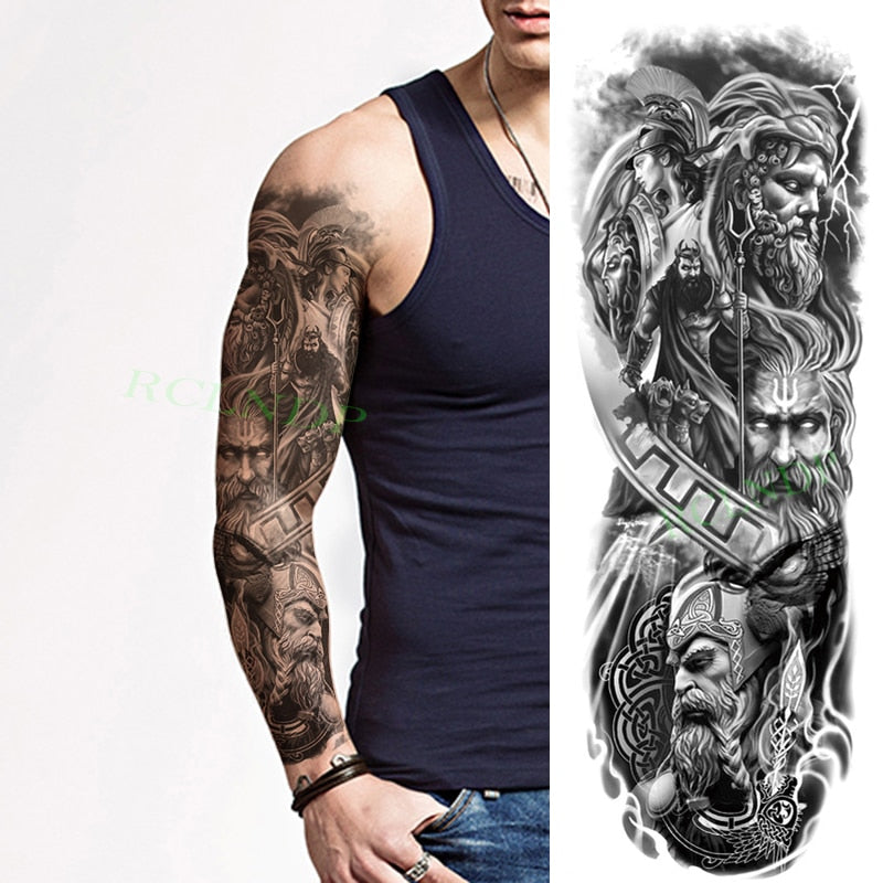 Popxstar Teenagers over Knee Tattoo Men Small Men's Tattoos Waterproof Temporary Tattoo Sticker Anubis Ancient Egypt Dog Roma Clock Eye Full Arm Fake Tatto Flash Tatoo Sleeve for Men Women