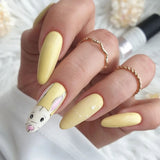 24Pcs Easter Long Coffin False Nails with Rabbit Chicken Designs Wearable Multicolor Ballet Press on Nails Full Cover Nail Tips