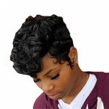 Popxstar Synthetic Hair Women Short Curly African American  Wig Machine Made