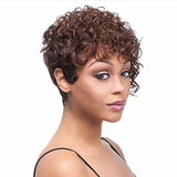 Popxstar Synthetic Hair Women Short Curly African American  Wig Machine Made