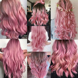 Popxstar Black Friday 22 Inch Colored Pink Hair Extensions Party Highlights Straight Hairpiece Clip in Synthetic  for Kids Girls(5 Pc)