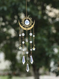 Popxstar 1pc gold flame moon crystal pendant sunlight catcher outdoor garden ab colourful hanging decorations hanging ornaments
