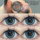 Popxstar 2Pcs Korean Colored Contact  Lenses with Myopia Degree Grade 0.00- 8.00 Blue Green Beauty Pupilentes Soft Lens