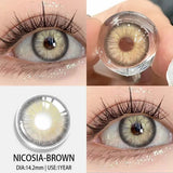 Popxstar 1 Pair Colored Contact Lenses for Eyes Blue Lenses Natural Gray and Green Fashion Contact Lenses Brown Eye Contacts