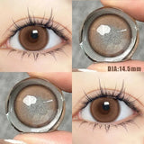 Popxstar Colored Contact Lens Nature Brown 2 Pcs Year New Lenses with Myopia Degree Grade 0.00- 8.00 Soft Lens