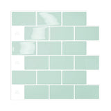 10/30 PC Green Subway 3D Self Adhesive Wall Sticker Kitchen Splashback Tile 12" x 12" Waterproof for Home DIY Wall Decor